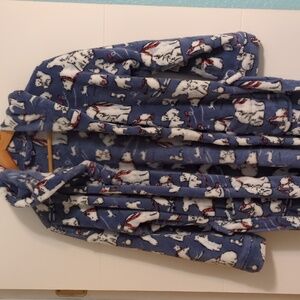 Vera Bradley Blue& White Cozy Polar Bear Novelty Print Fleece Robe S/M NWOT